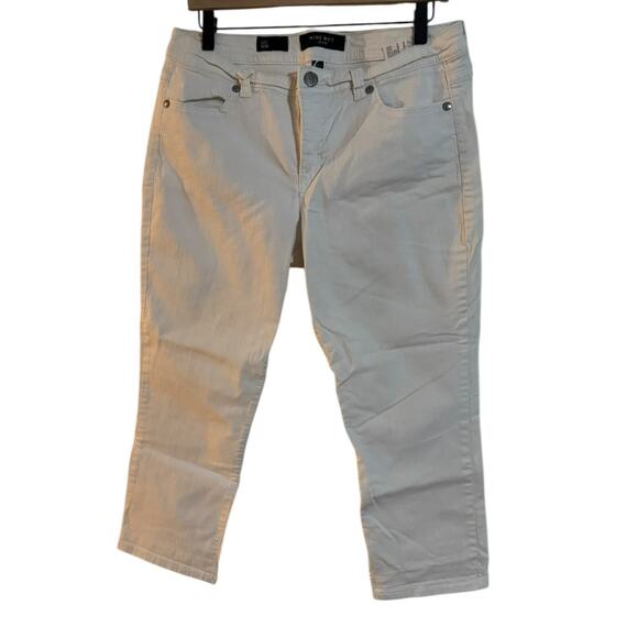 Nine West White Beaded Clam Digger Jeans Size 12 Cropped Retro Sparkle - Picture 1 of 7